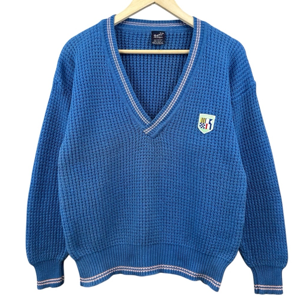 Gant Vintage The Rugger V-Neck Knit Sweater Size Medium